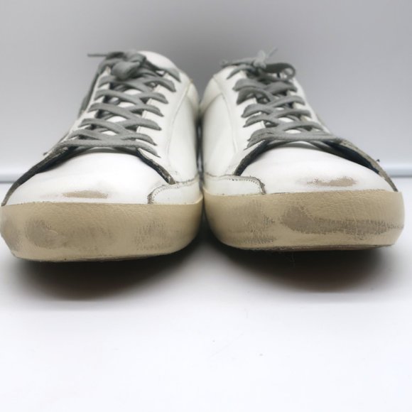 GOLDEN GOOSE SUPERSTAR SNEAKERS WHITE/NAVY LEATHER & GRAY SUEDE SIZE 46 NEW - Picture 6 of 11
